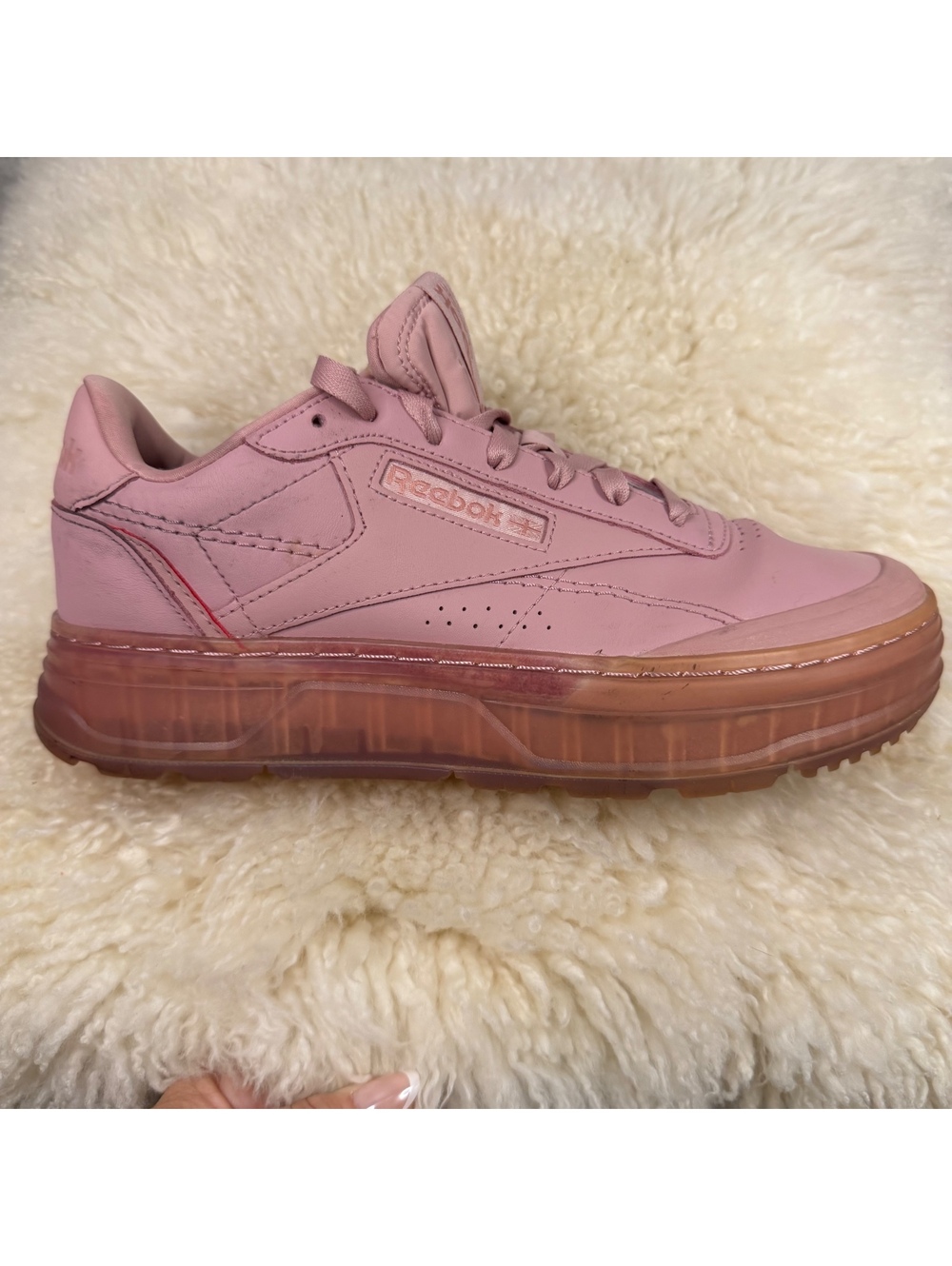 Reebok Club C Double Geo Smokey Rose Platform Sneakers Women’s 8.5 Gum Sole